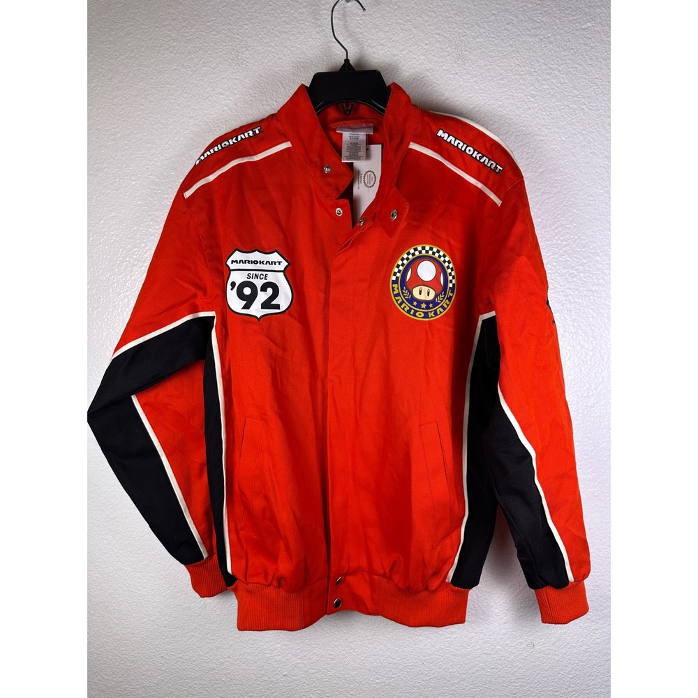 Nintendo Mario Kart Racing Jacket Mens Small Red Cotton Twill Bomber